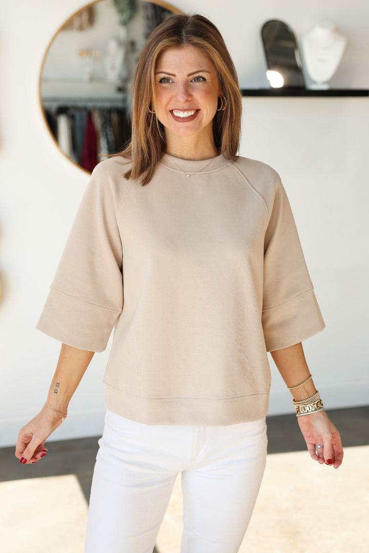 Three-Quarter Scuba Top - Taupe