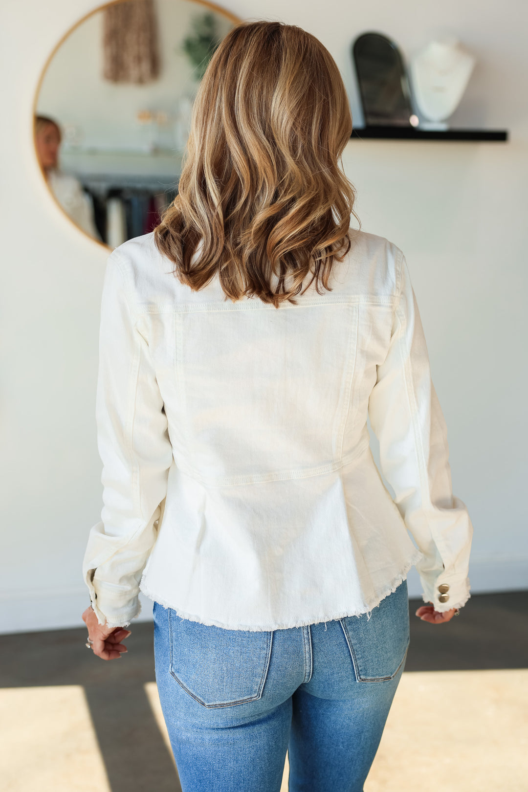 Peplum Denim Jacket - Ivory