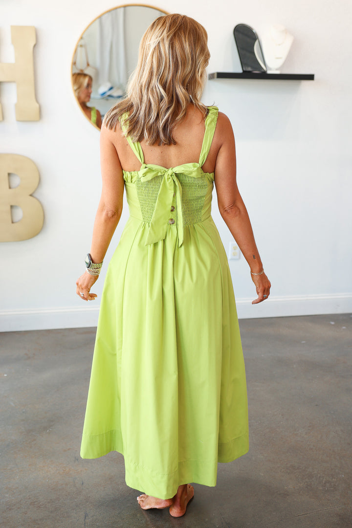 Bow Back Dress - Chartreuse