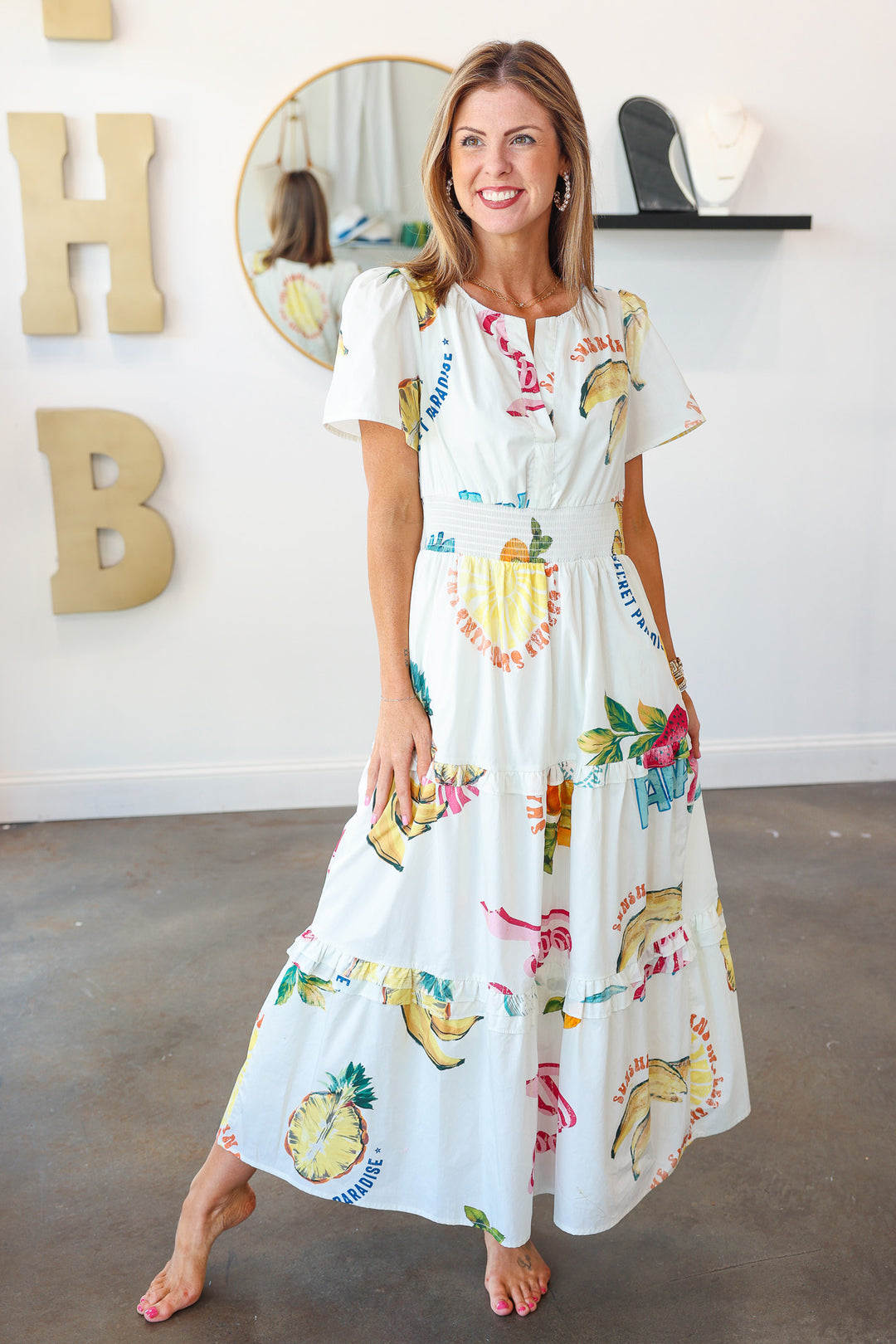 Island Printed Midi Dress