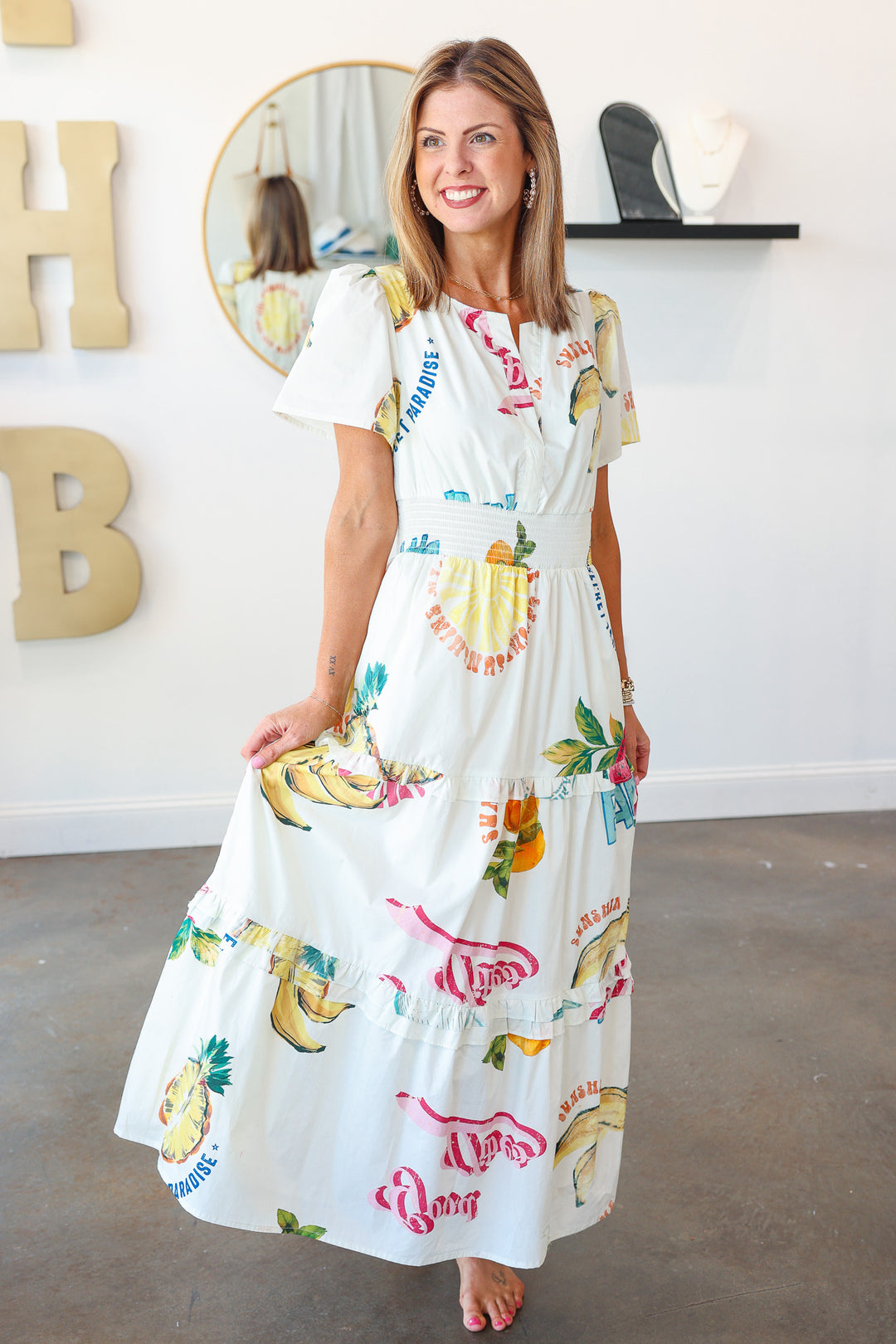Island Printed Midi Dress