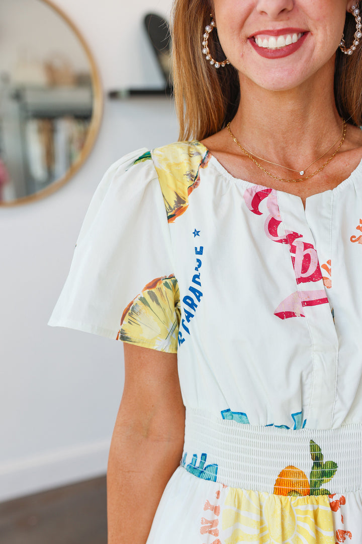 Island Printed Midi Dress