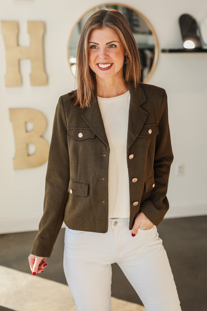 Military Blazer Jacket - Olive