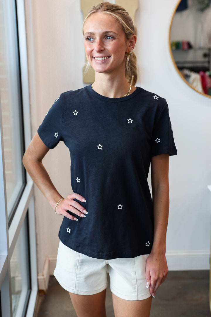 Star Embroidered Top - Navy