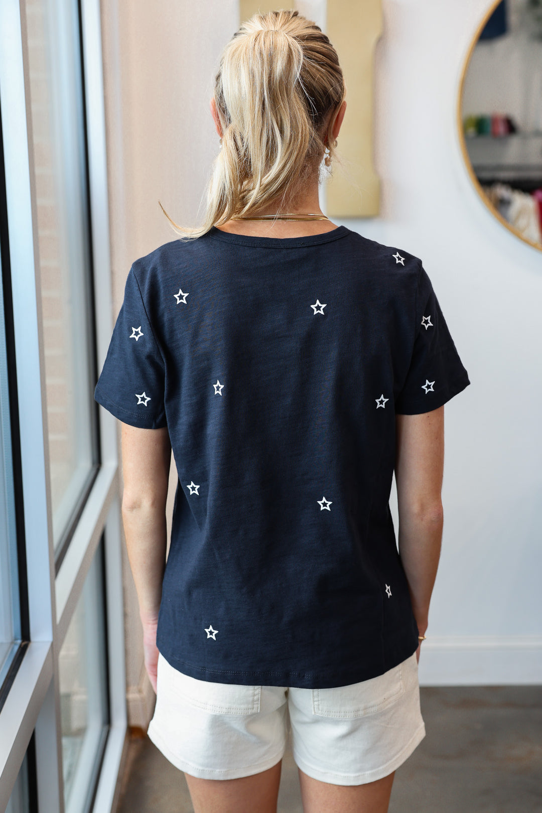 Star Embroidered Top - Navy