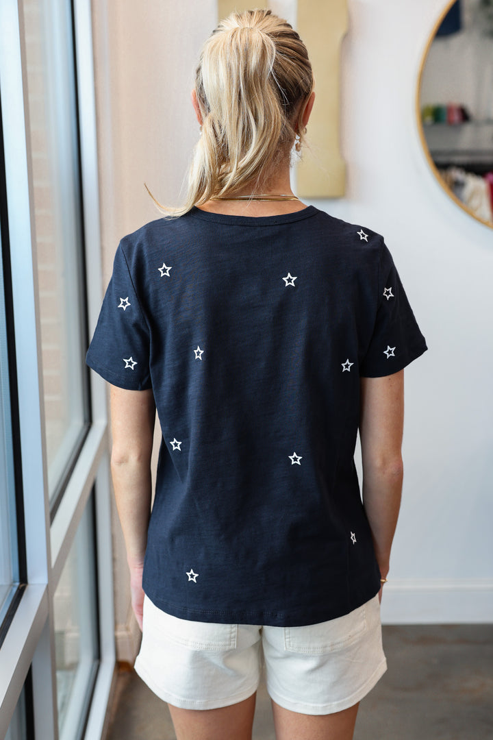 Star Embroidered Top - Navy