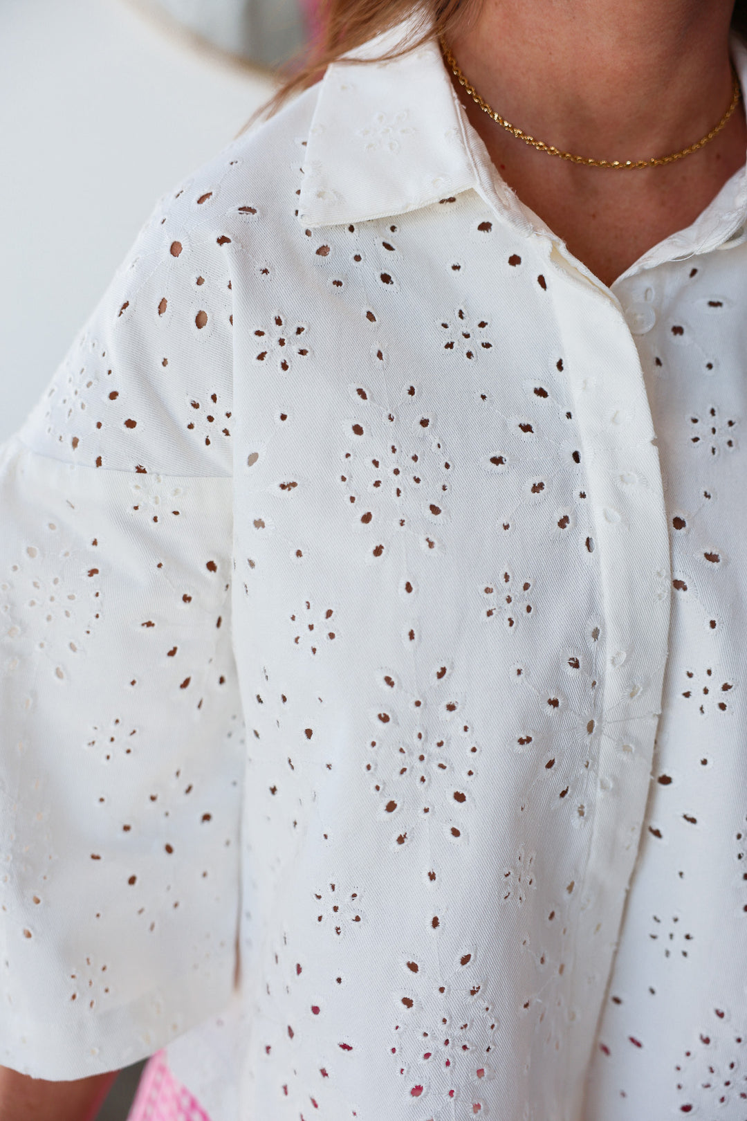 Eyelet Embroidered Top - White