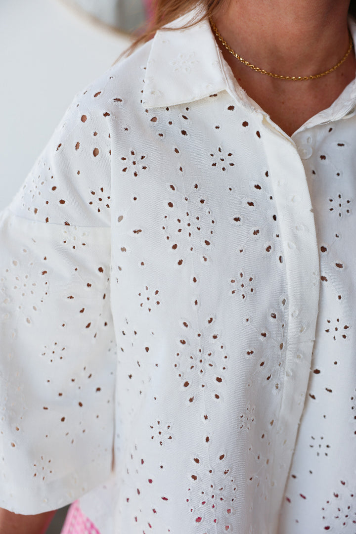 Eyelet Embroidered Top - White