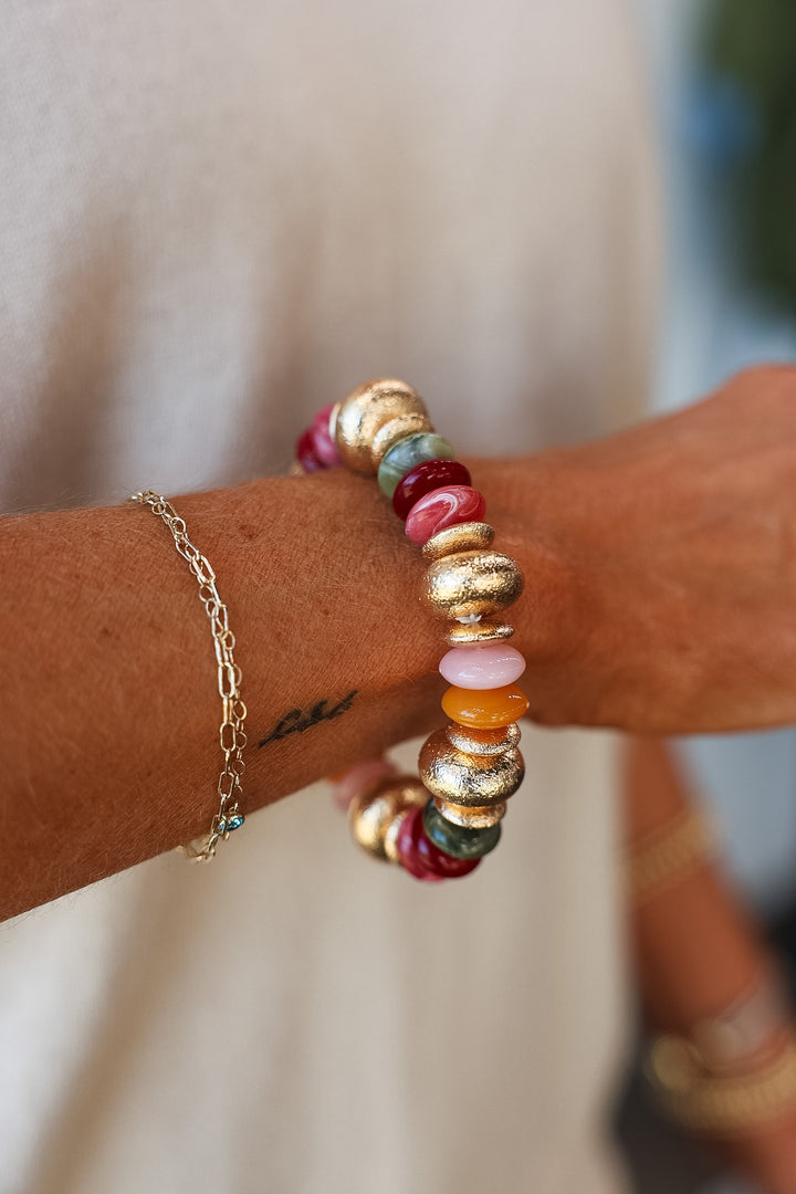 Rondelle Beaded Bracelet - Dusty Rose