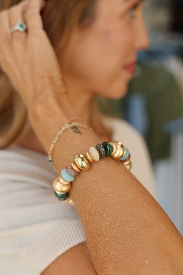 Rondelle Beaded Bracelet- Olive