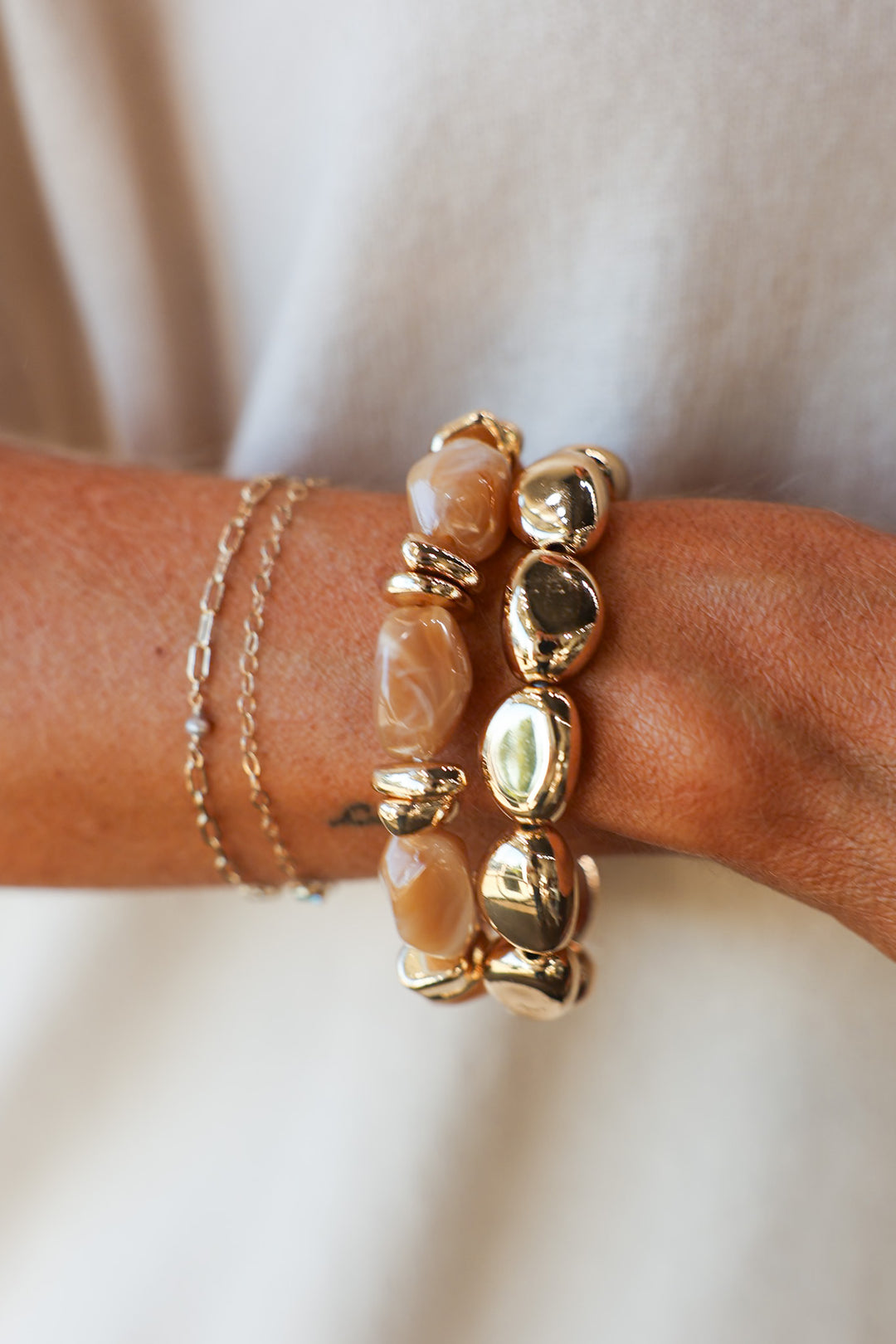 Marble Bracelet Set - Beige
