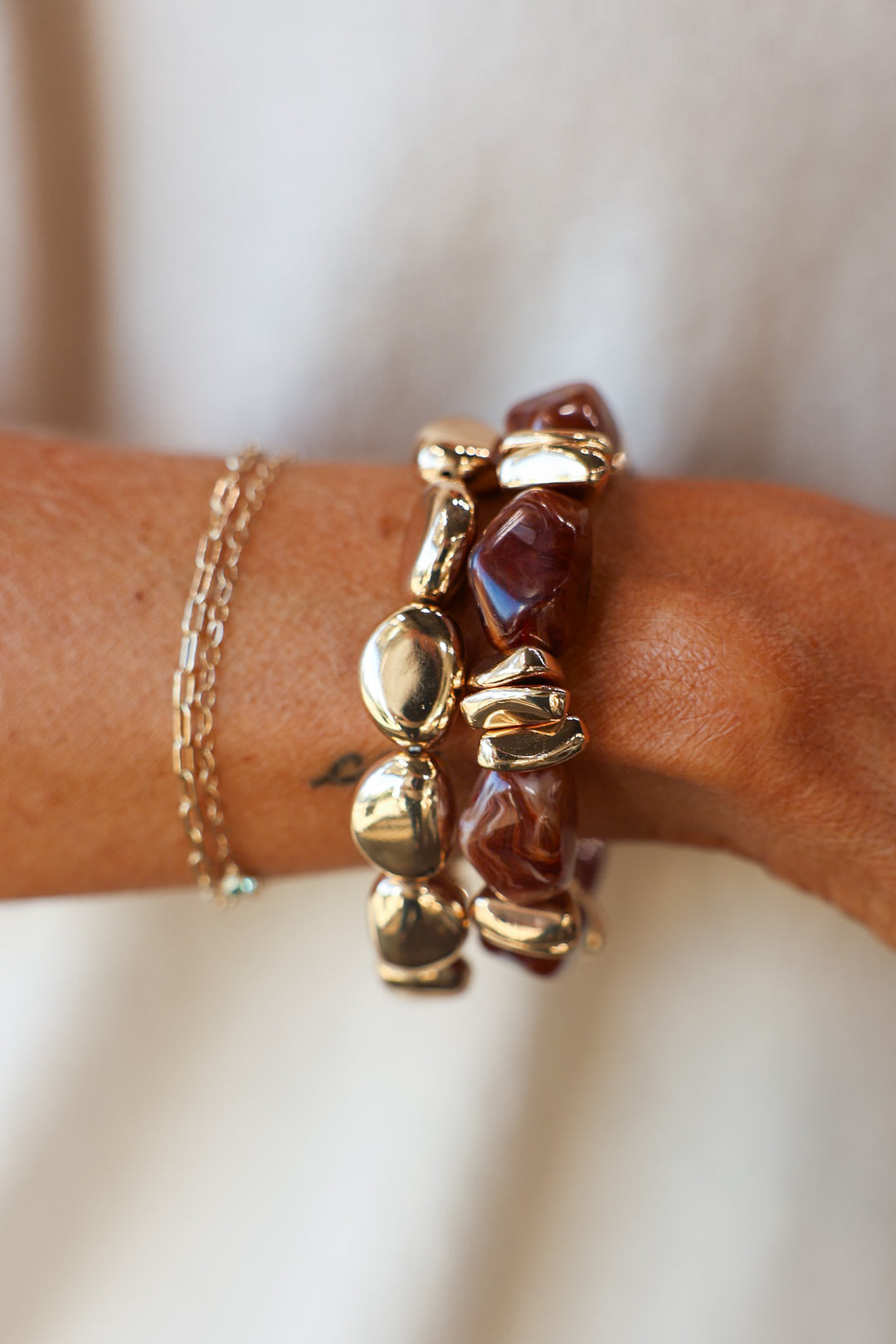Marble Bracelet Set - Brown