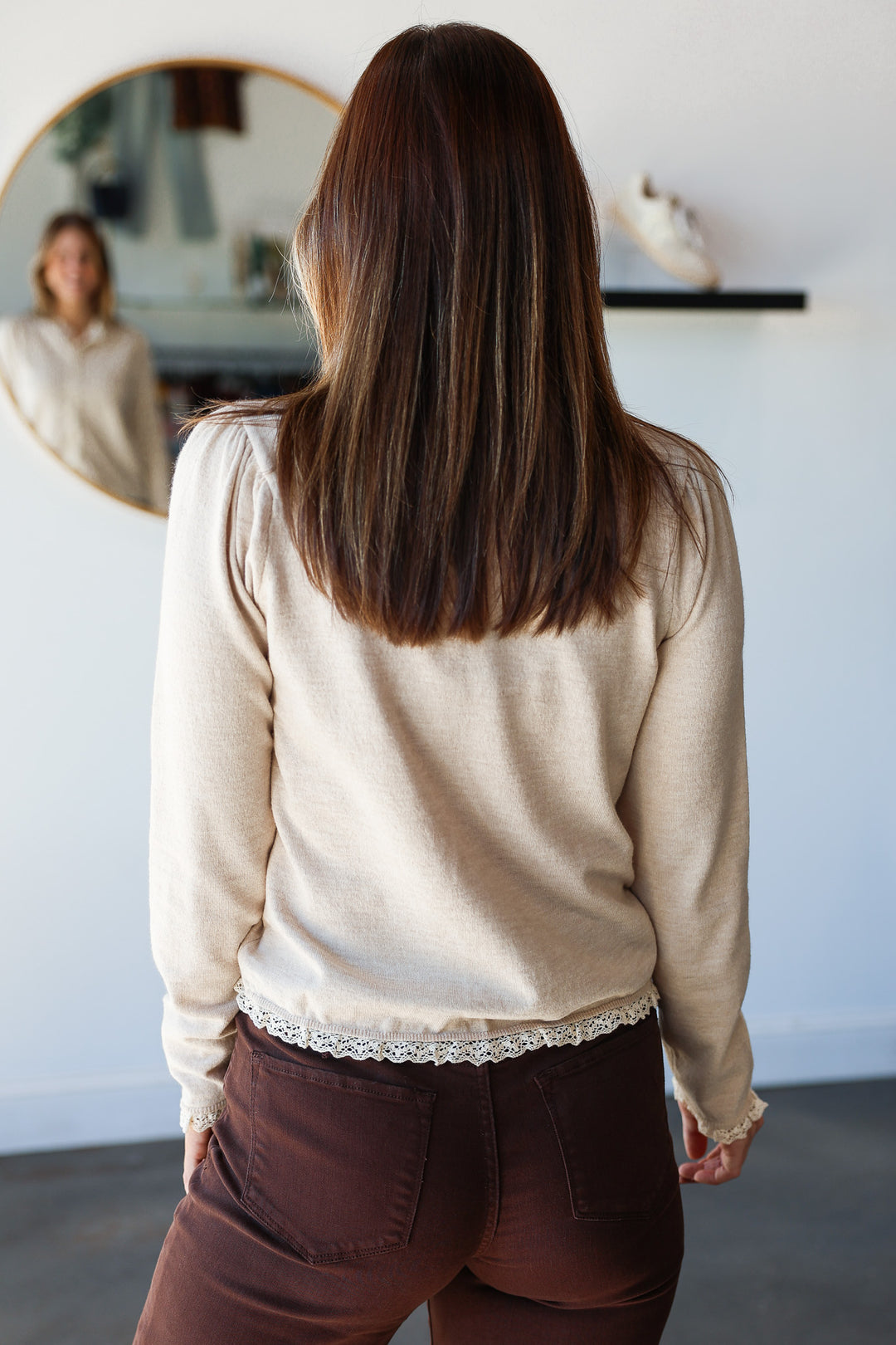 Ruffle Trimmed Cardigan - Shell