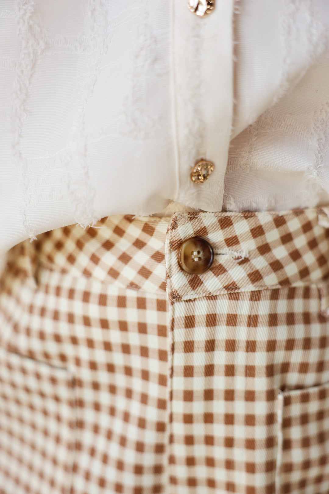 Gingham Shorts - Tan