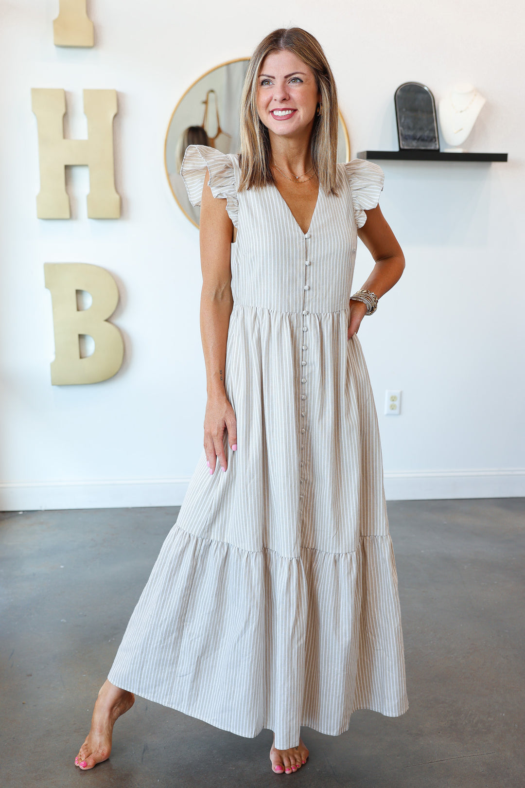 Striped Flutter Maxi Dress *RESTOCKED*