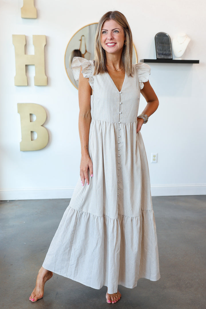 Striped Flutter Maxi Dress *RESTOCKED*