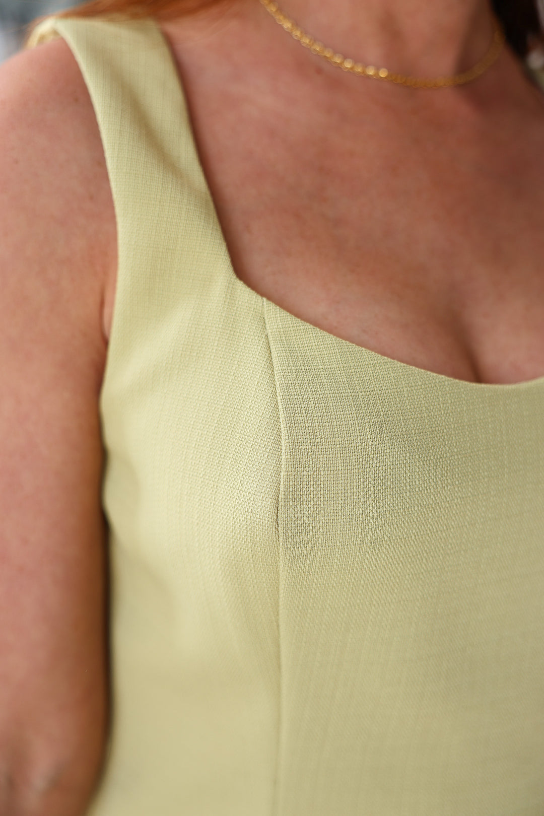 Linen Tailored Tank - Light Green