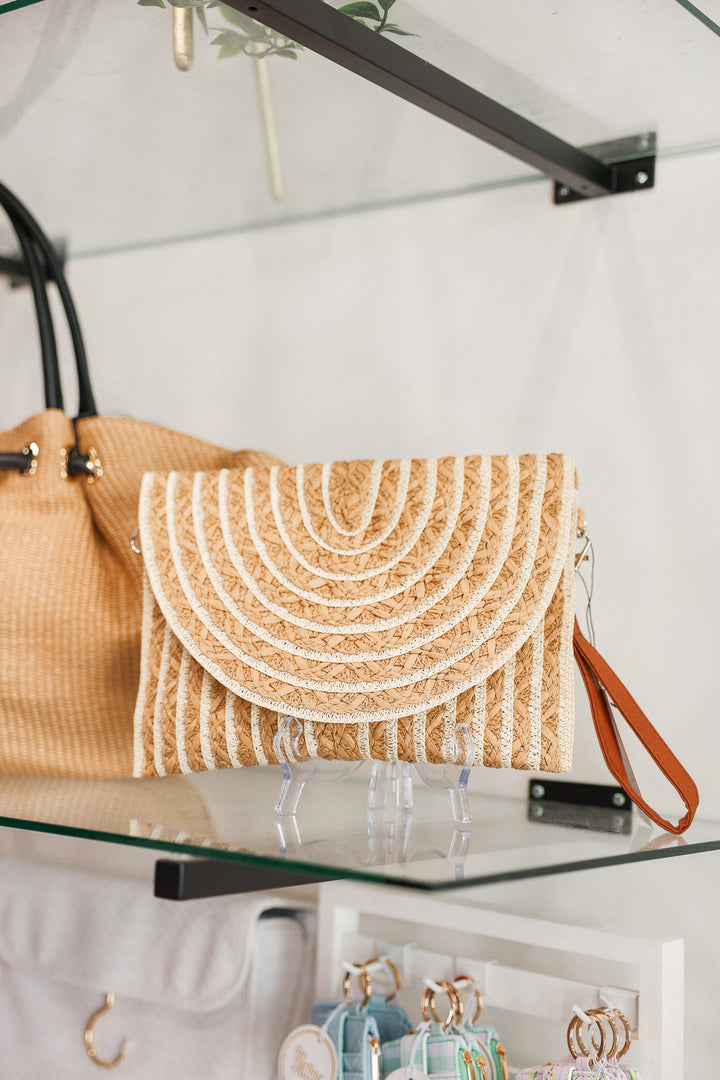Striped Straw Crossbody/Clutch