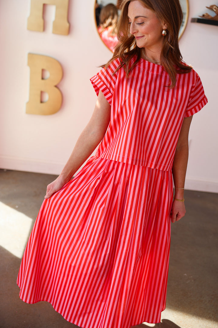 Striped Maxi Skirt - Pink Orange
