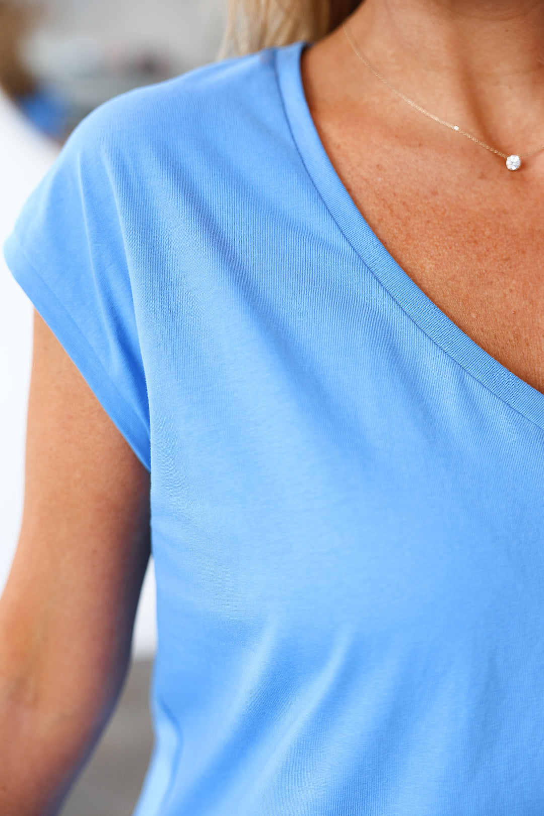 V Neck Top - Blue