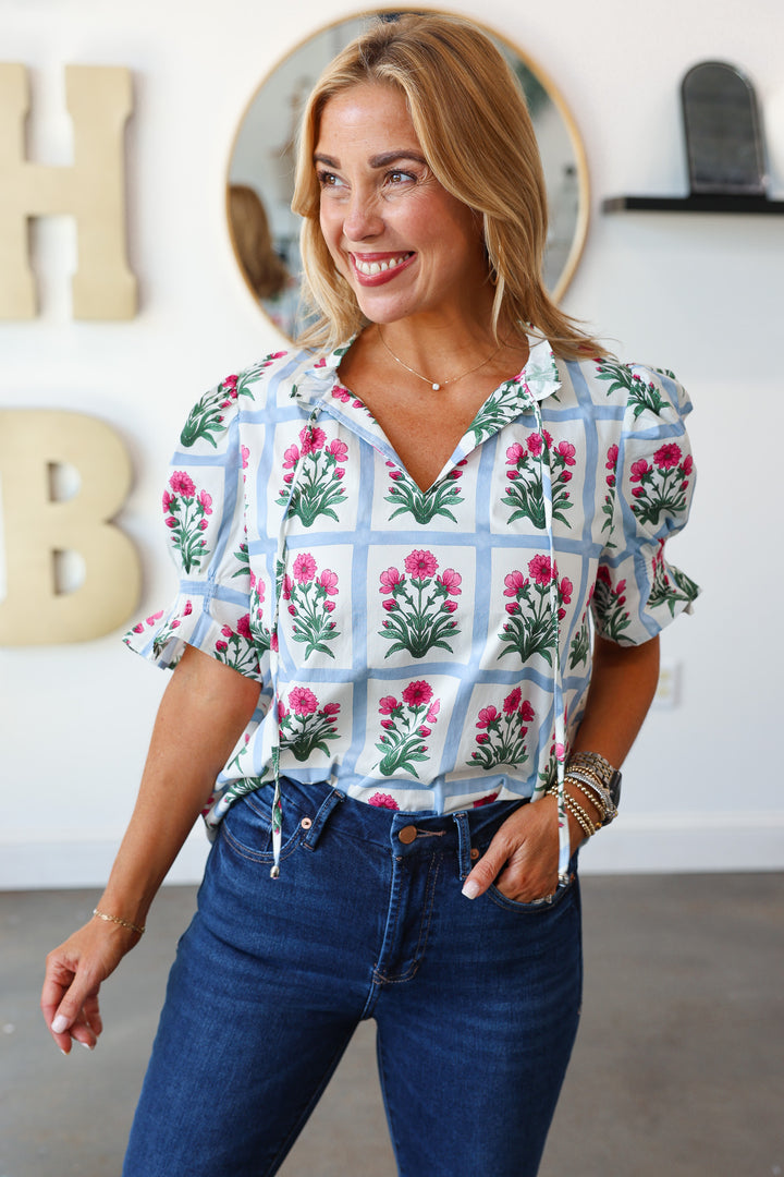 Pattern Block Top - Magenta