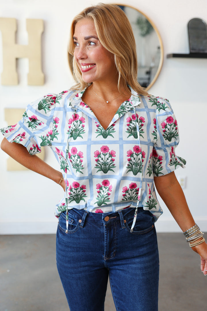 Pattern Block Top - Magenta