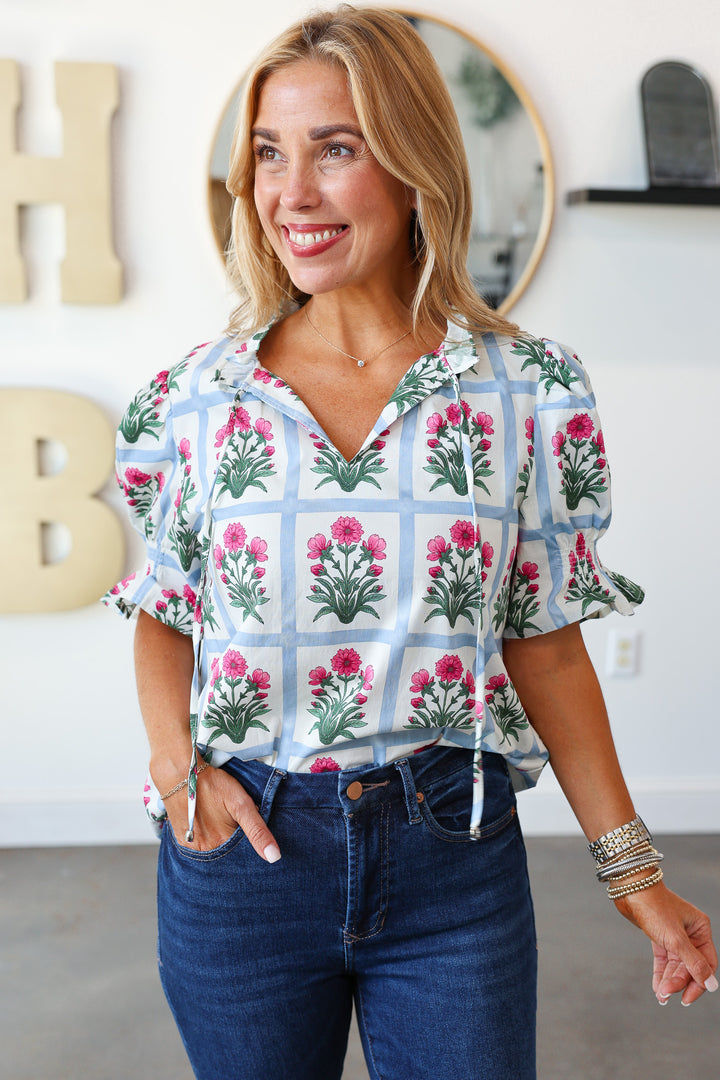 Pattern Block Top - Magenta