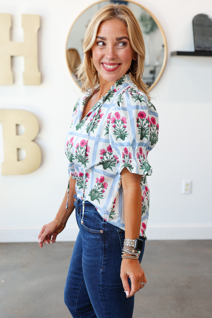 Pattern Block Top - Magenta