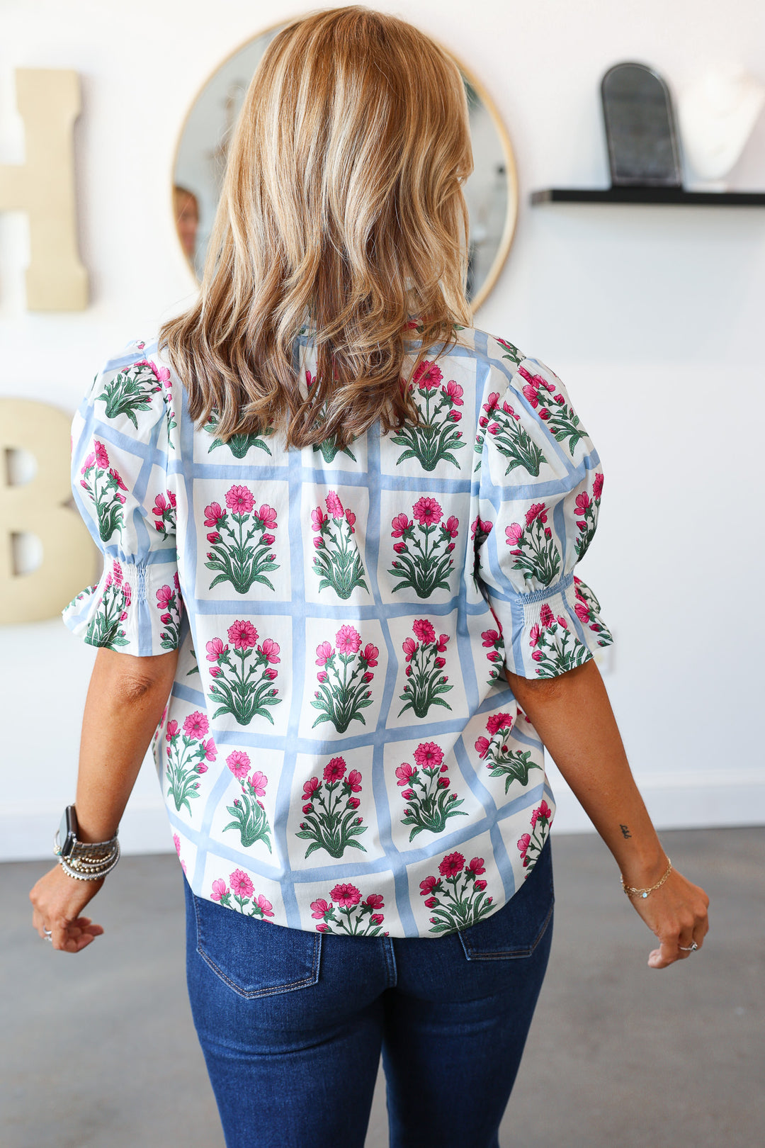 Pattern Block Top - Magenta