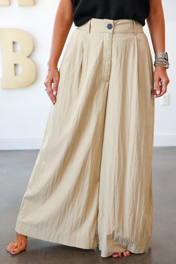 Wide Leg Pants - Tan