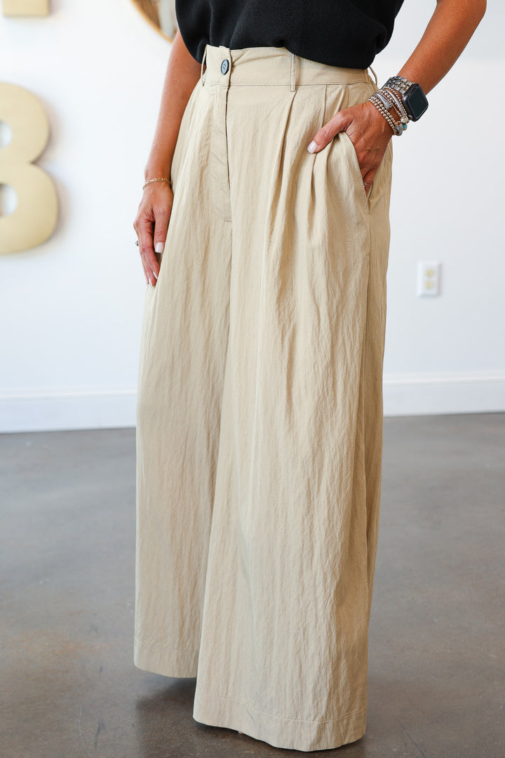 Wide Leg Pants - Tan