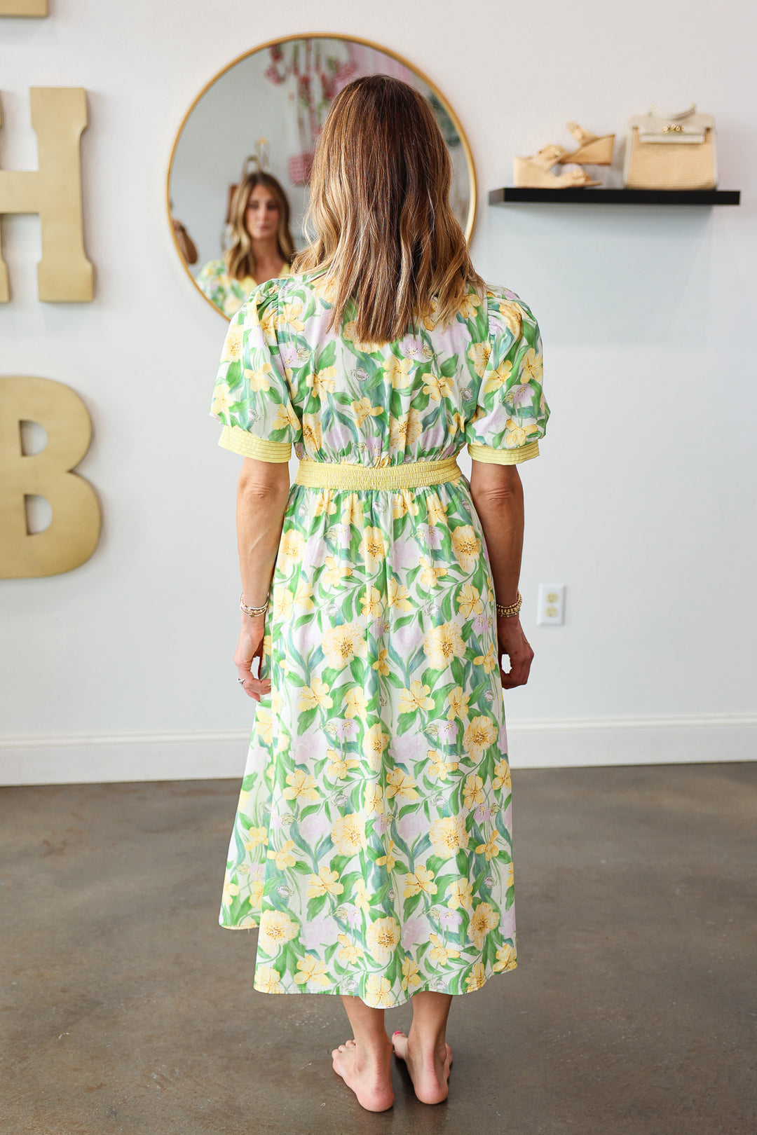 Front Zip Floral Dress - Yellow