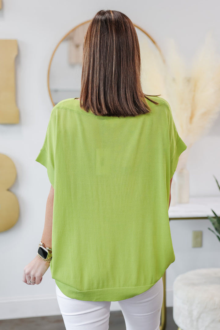 Oversized Boat Neck Top - Honey Dew