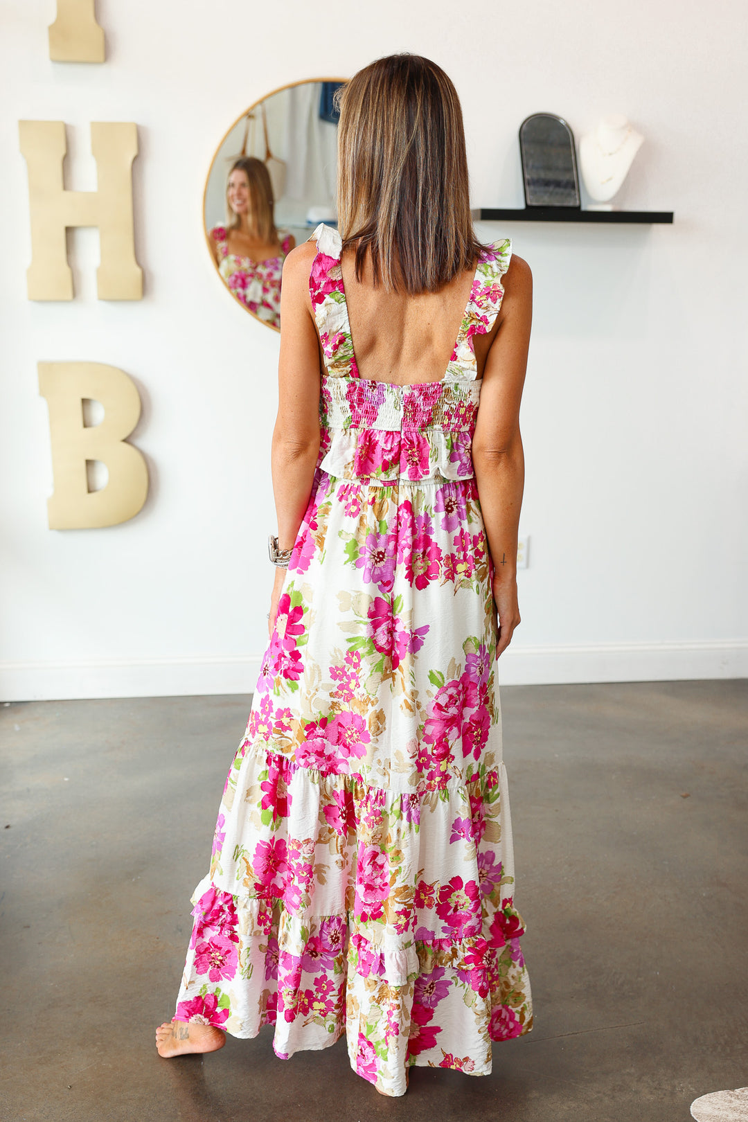 Floral Print Ruffle Maxi Dress