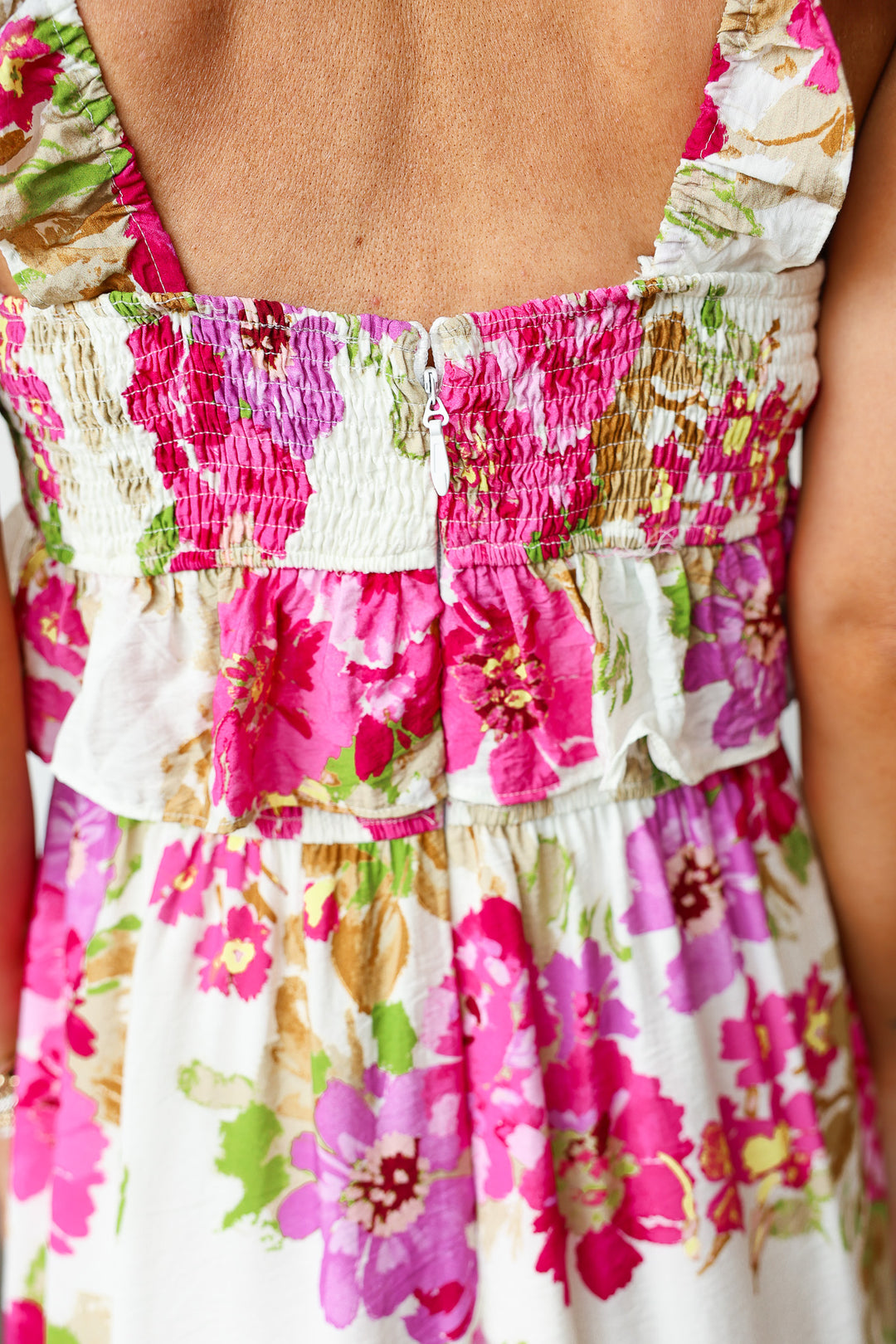 Floral Print Ruffle Maxi Dress