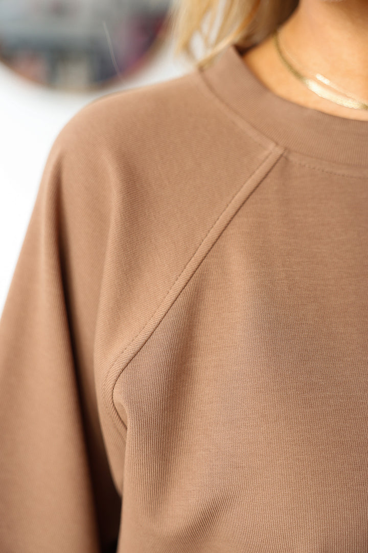 Three Quarter Sleeve Top - Brown