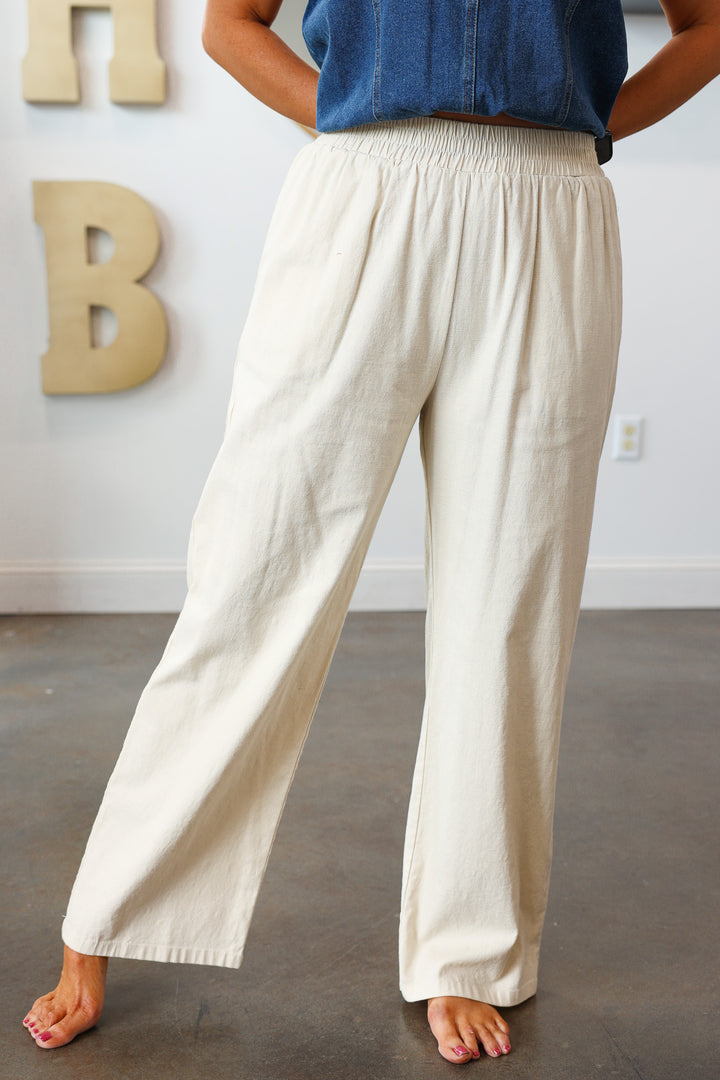 Straight Leg Pants - Ecru