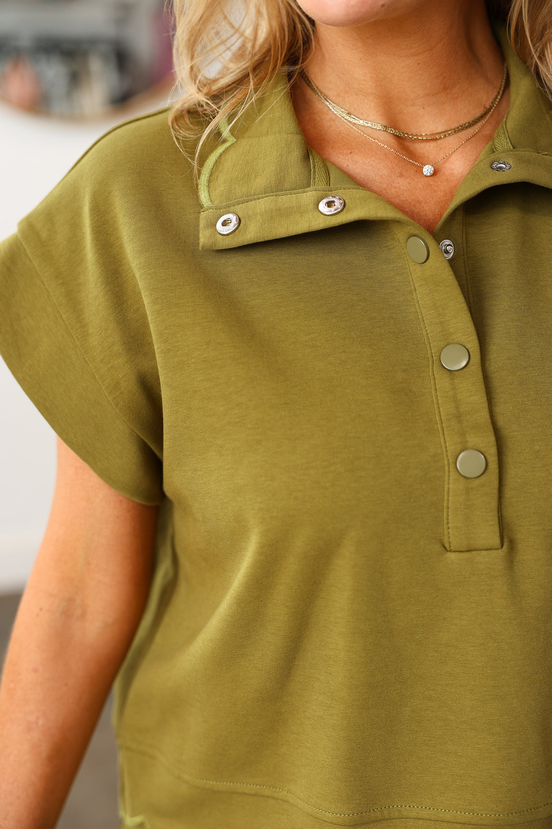 Snap Front Top - Olive