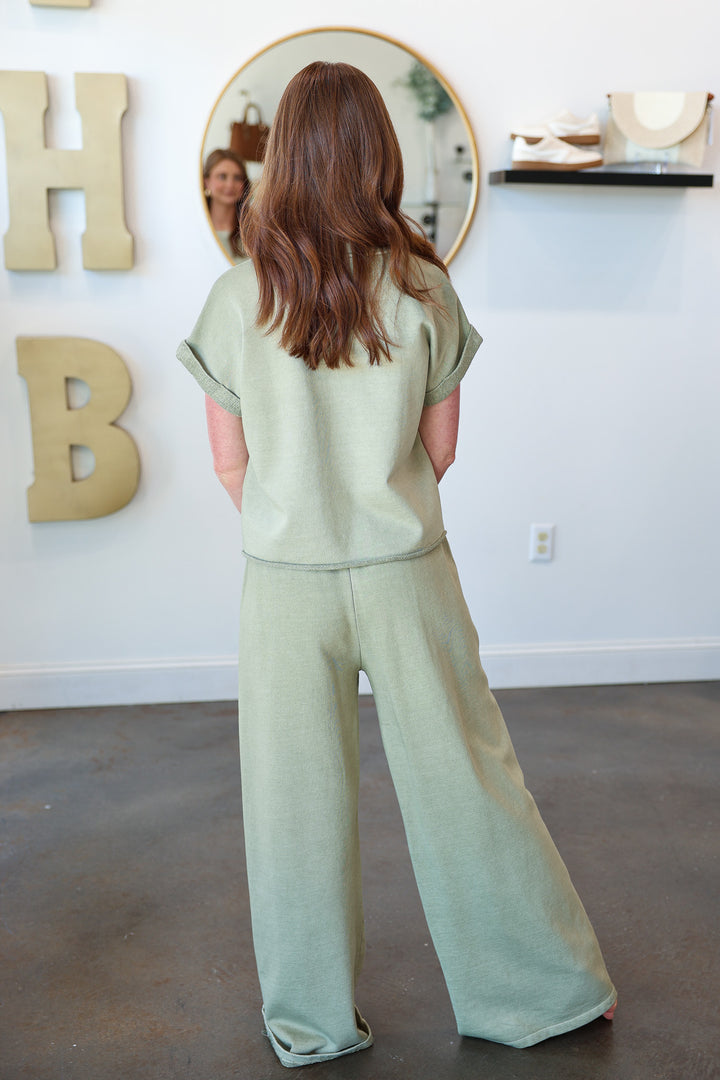 Wide Leg Lounge Pants - Sage