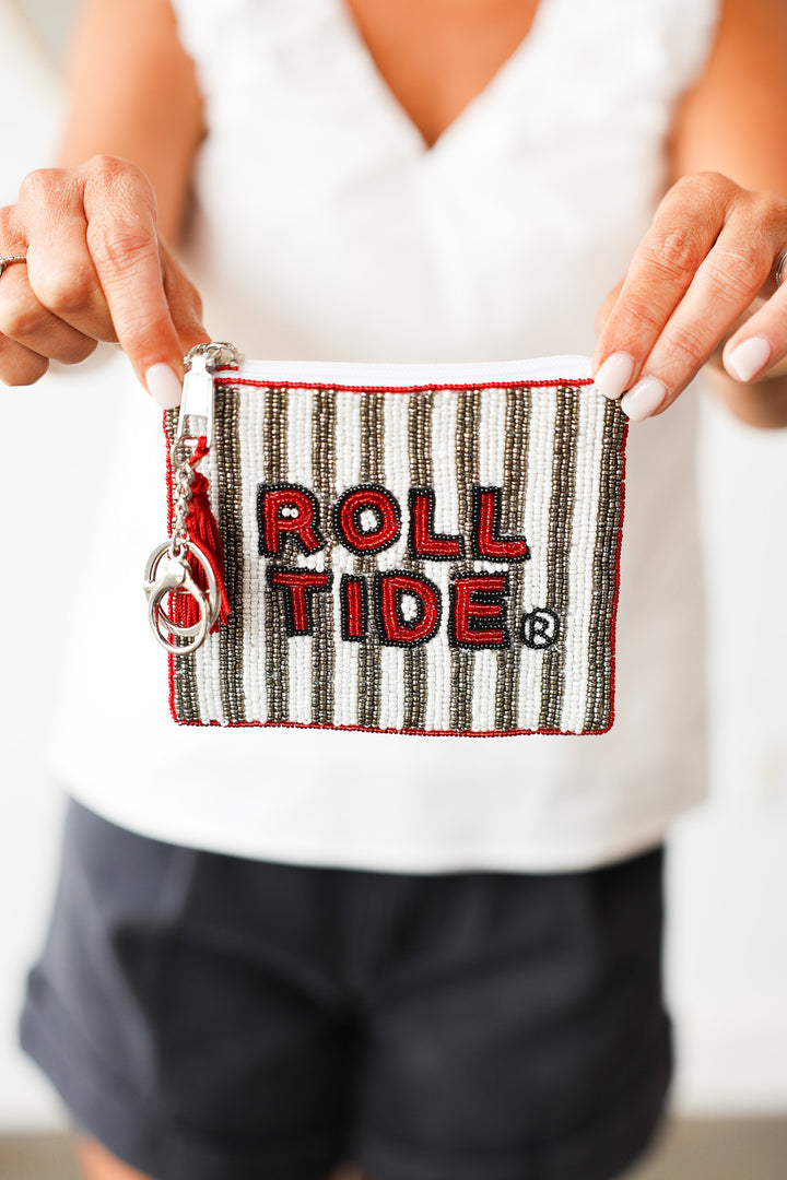 Beaded Coin Pouch - Roll Tide