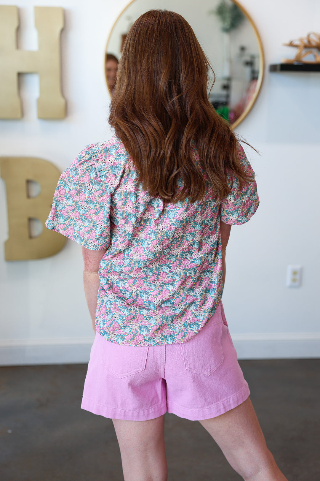 Embroidered V Neck Pastel Top
