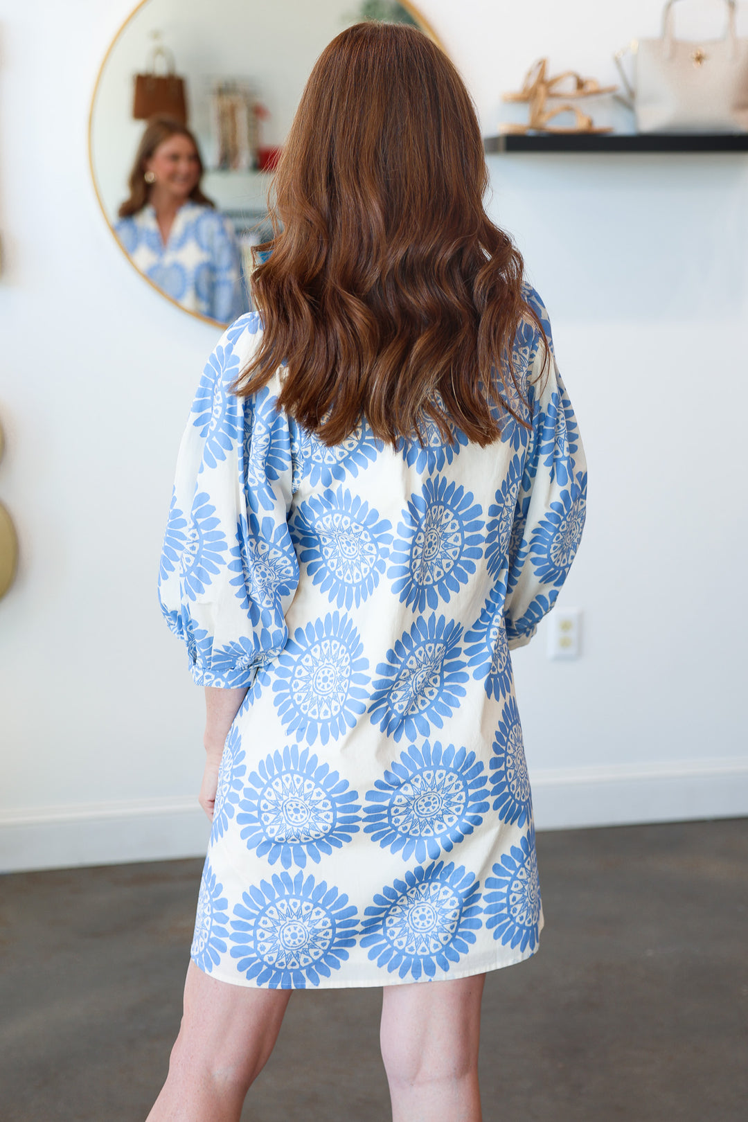 Medallion Floral Mini Dress - Blue