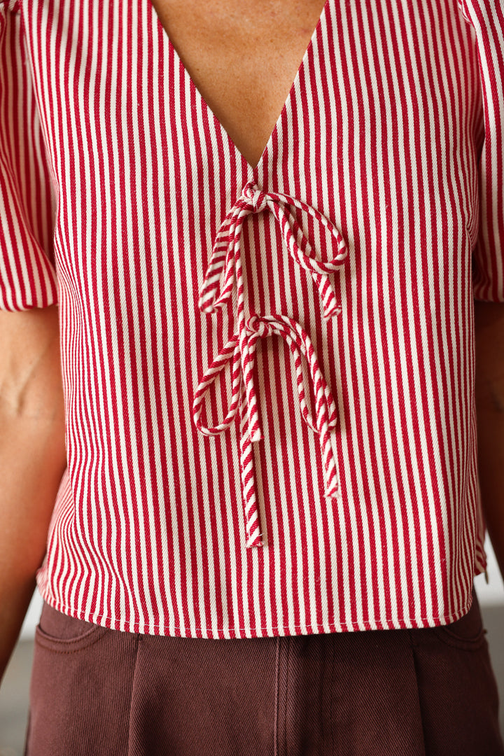 Pinstripe Top - Red