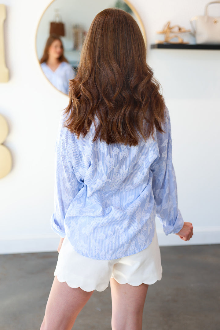 Dear John Adrianna Button Down - Floral Burnout