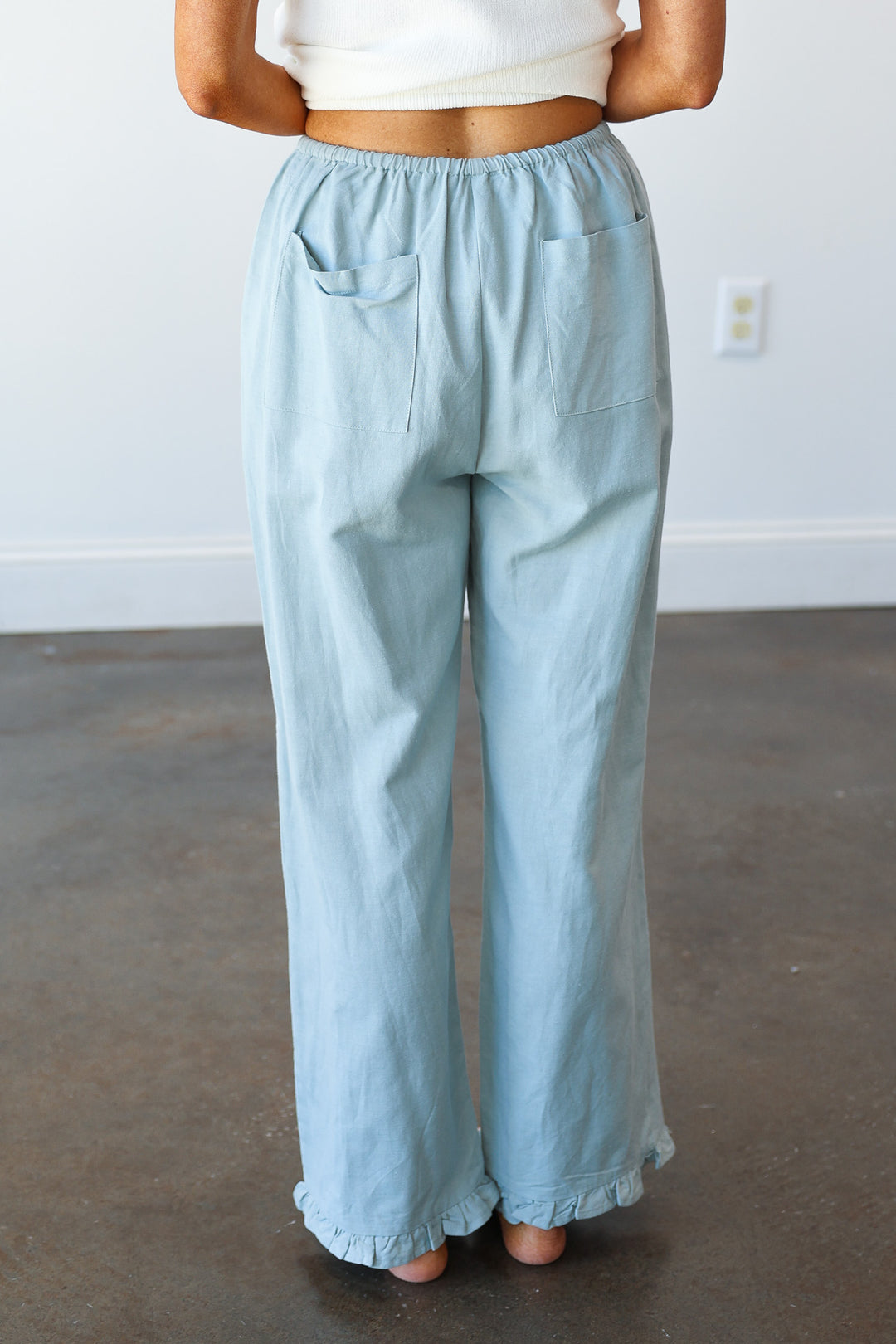 Ruffle Hem Pants - Sage