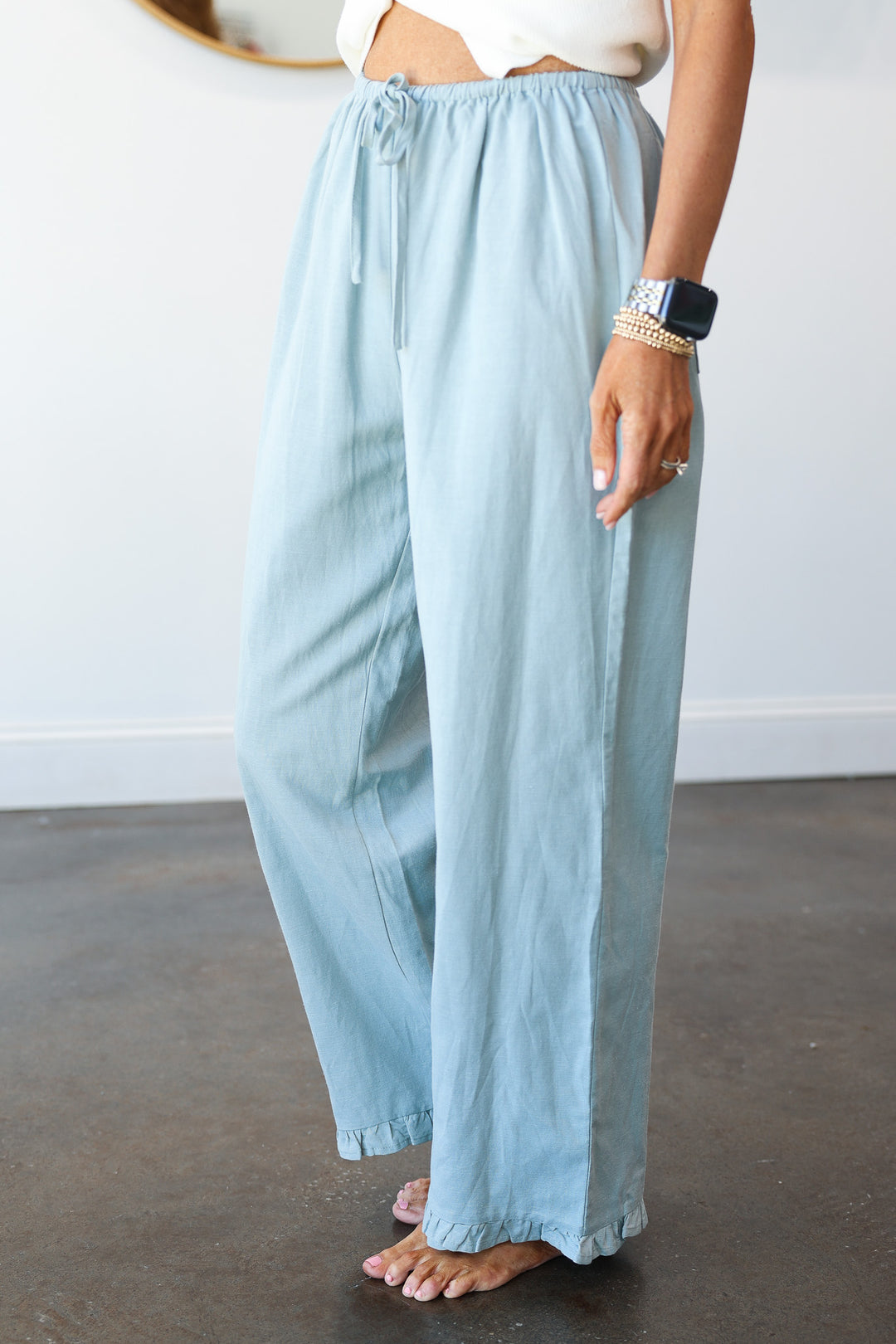 Ruffle Hem Pants - Sage