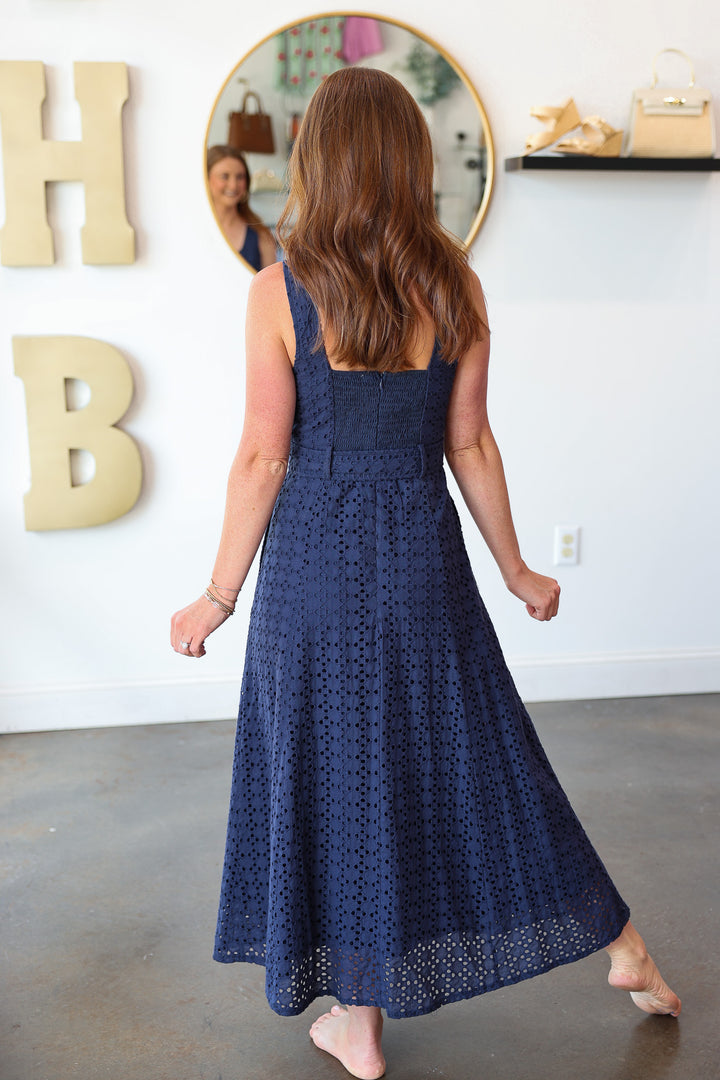Belted Maxi Dress - Navy