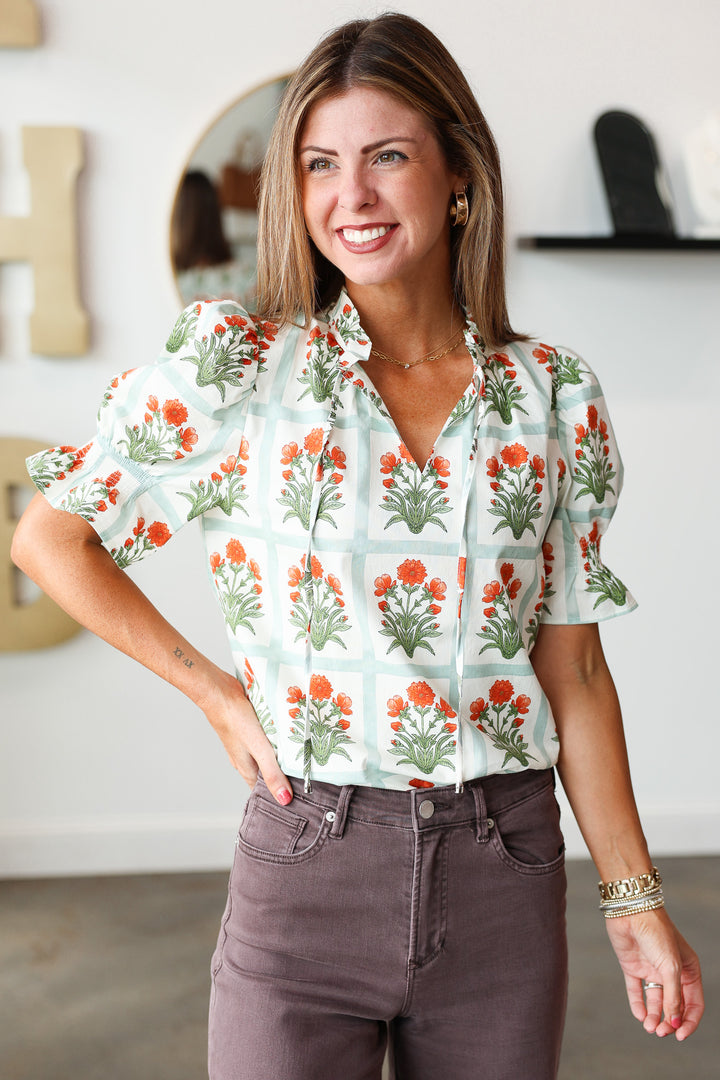 Pattern Block Top - Orange