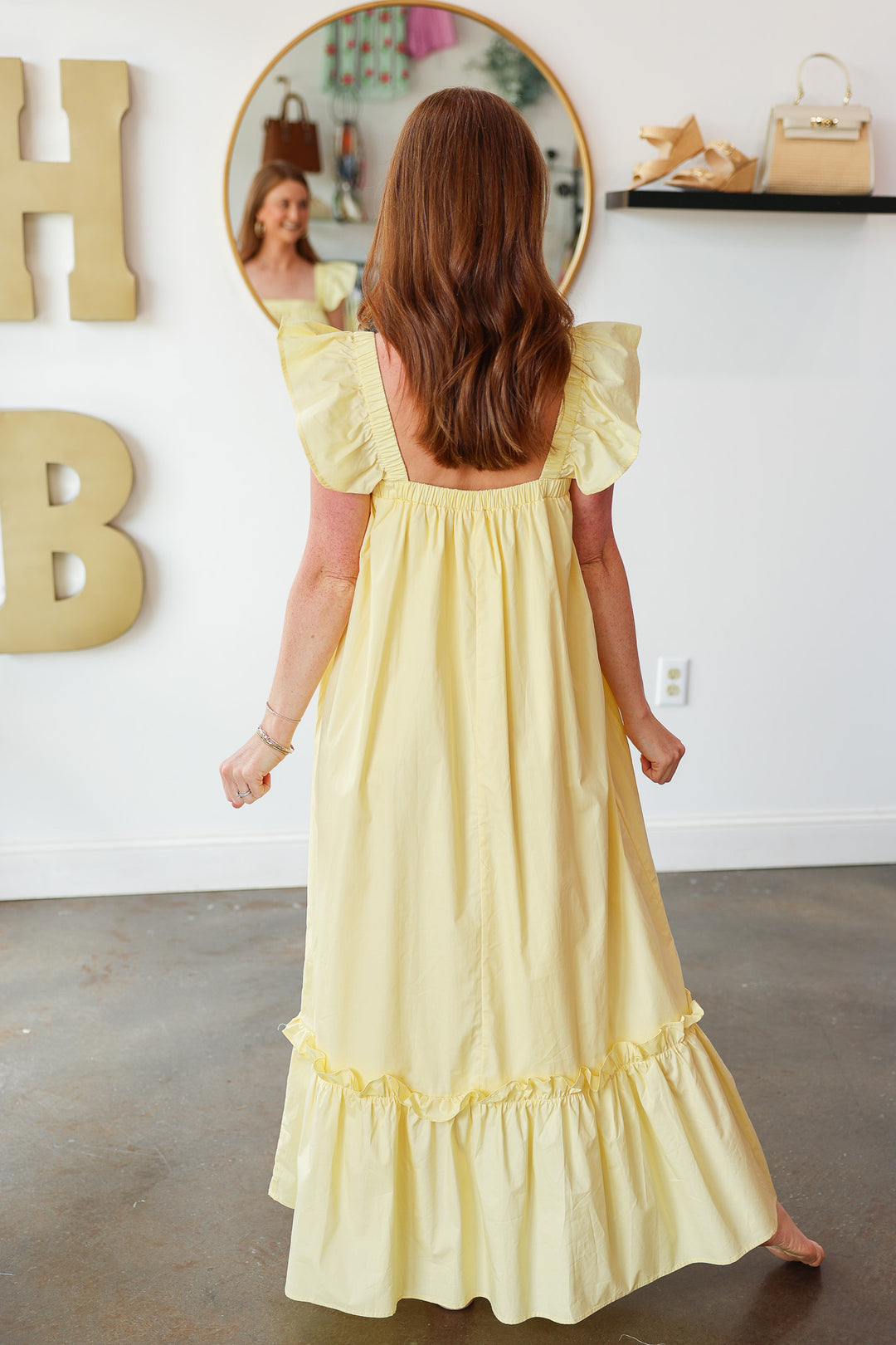Flutter Sleeve Maxi Dress - Yellow
