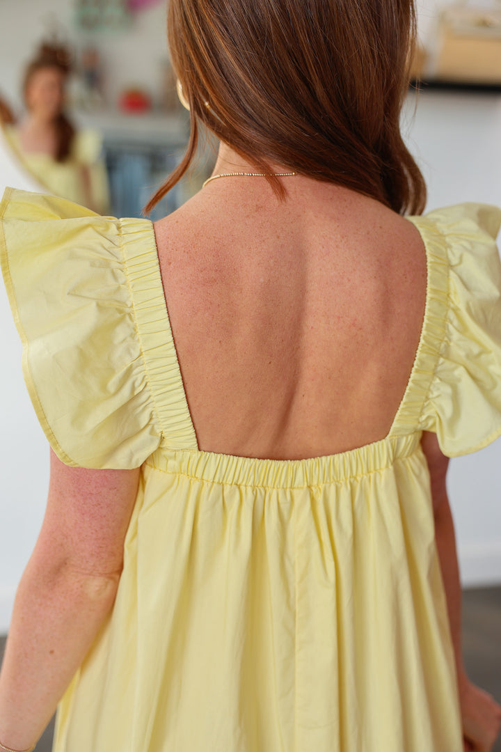 Flutter Sleeve Maxi Dress - Yellow